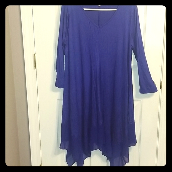BLUE LONG SLEEVE DRESS - Picture 1 of 5